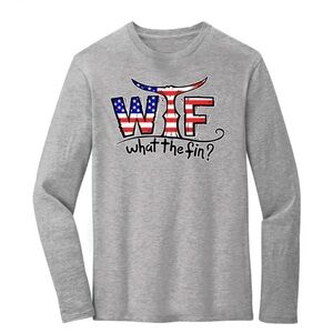 What the fin WTF Long Sleeve Shirt Classic USA Gray NWT Size XL